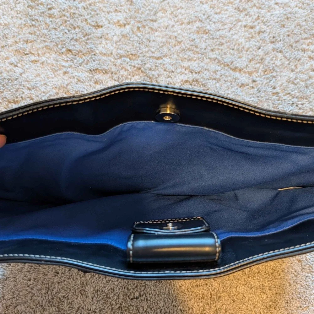 Ralph Lauren Tote Bag Women OS Blue Black Nylon RL Fragrance Satchel‎ Handbag